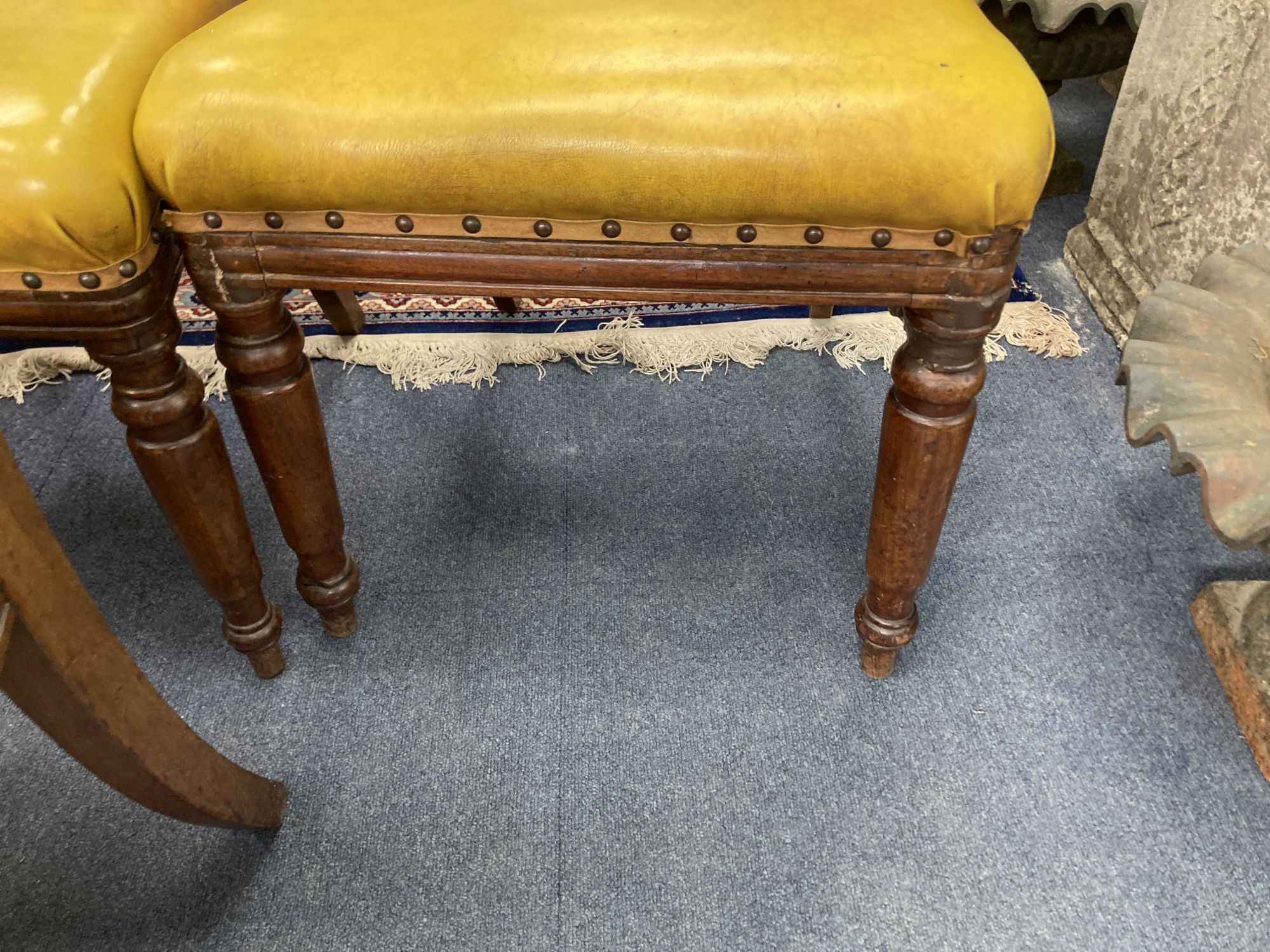 A set of six early Victorian mahogany dining chairs, two with arms